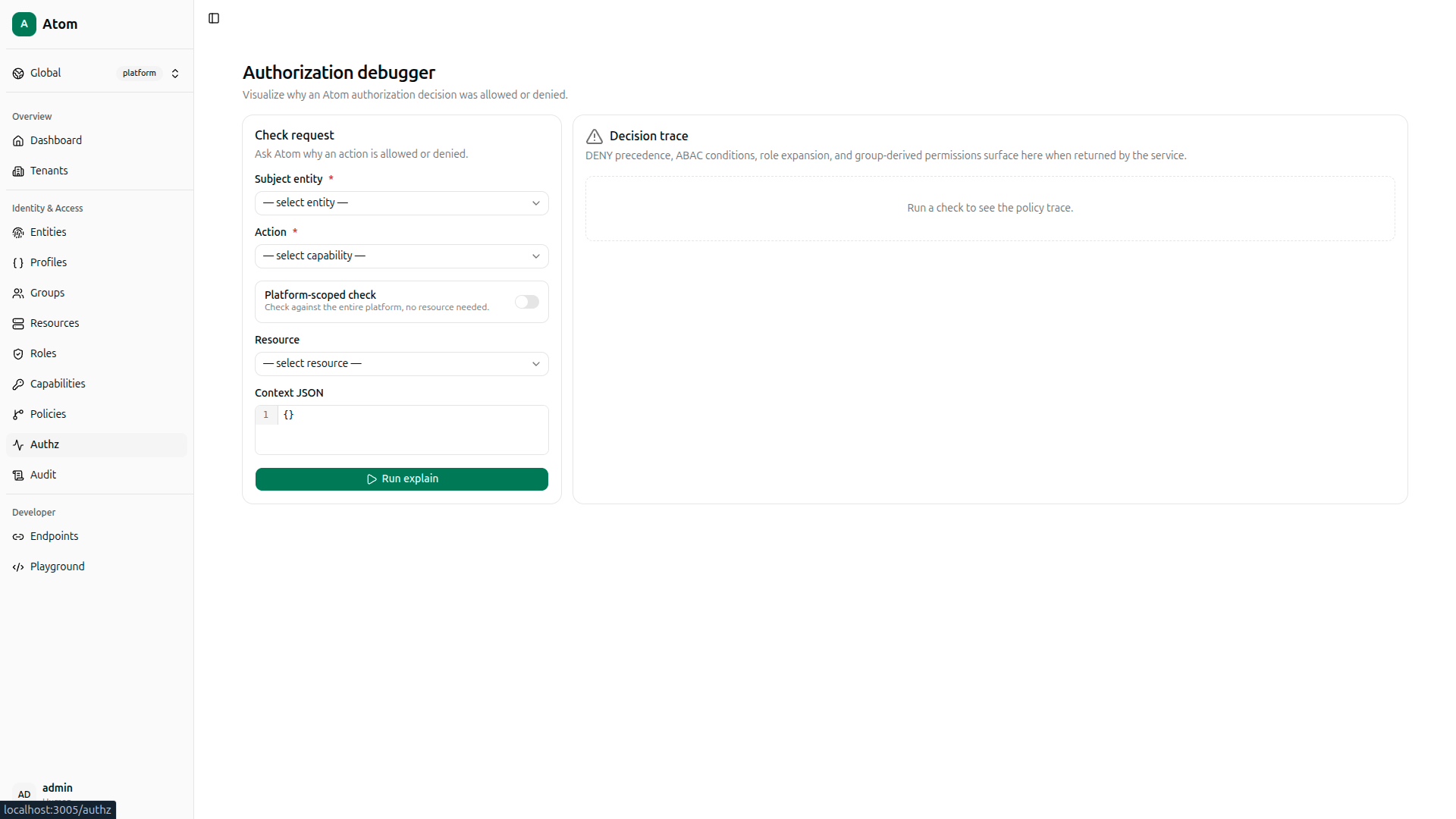 Atom Authorization Debugger